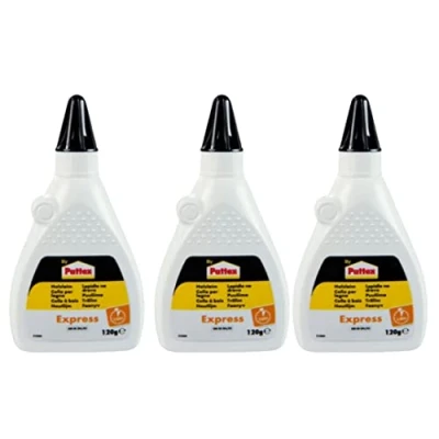 Afbeelding van Henkel By Pattex Express houtlijm, transparant en sneldrogend, voor veelzijdig lijmen knutselen, waterdichte lijm in praktische fles, 3 x 120 g