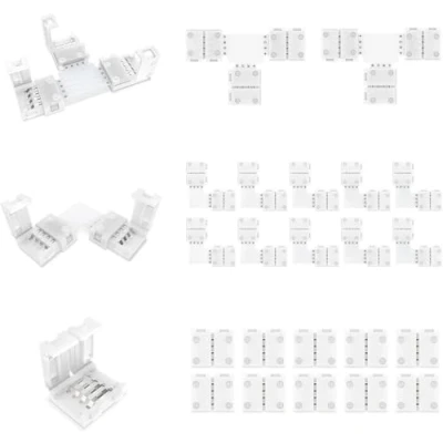 Afbeelding van REDTRON 22 stuks RGB 5050 LED stripverbinder, snelkoppeling voor strips met 4 pins, SMD 5050, RGB, 10 mm breed [gratis lassen]