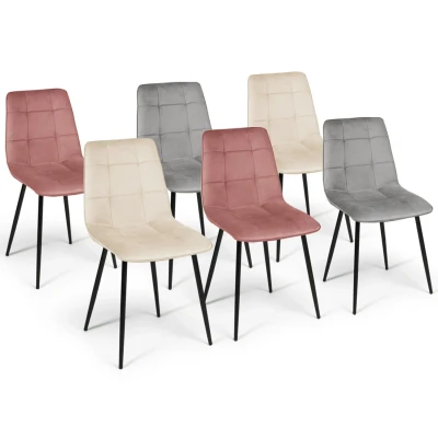 Image de Lot de 6 chaises MILA mix color pastel rose x2, gris clair x2 et beige IDMarket