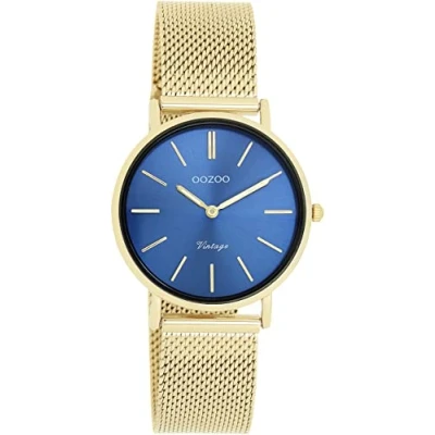 Afbeelding van OOZOO Vintage series goudkleurige horloge met metalen mesh armband C20292