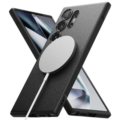 Afbeelding van Ringke beschermhoes compatibel met Samsung Galaxy S24 Ultra, [Onyx magnetisch], magnetisch, schokbestendig, antislip, robuust, ultradun, zacht, TPU, duurzaam, voor zwart