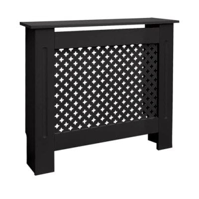Afbeelding van Radiatorbekleding met honingraatmotief zwart, 78x19x82 cm, vervaardigd van gelakt MDF