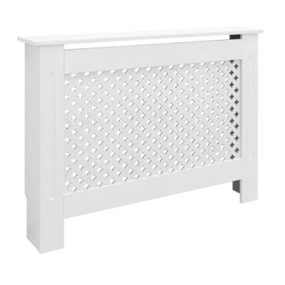 Afbeelding van Radiatorpaneel 112x19x82 cm ruit wit gemaakt van MDF