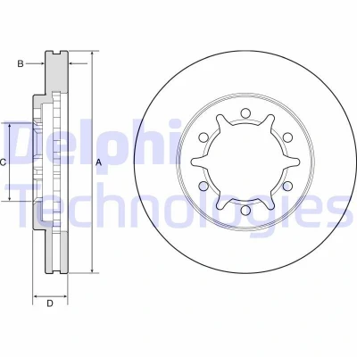 Afbeelding van DELPHI BG4795C Remschijf 260 26 6 Geventileerd Gecoat Semi finished Zonder wiellager, ABS sensorring