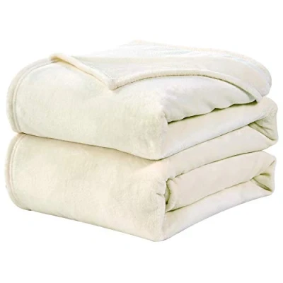 Afbeelding van WAVVE Fleecedeken van microvezel, flanel, bankovertrek, 150 x 200 cm, wit/beige, deken voor tweepersoonsbed, bontdeken, groot, warm en zacht, pluche, crème, cm