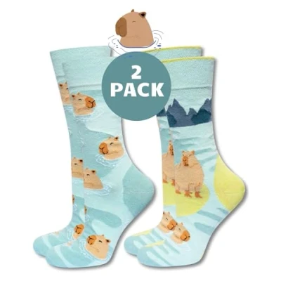 Afbeelding van soxo Capybara Grappige damessokken, cadeau, heren, fantasie, sokken, geschenkdoos, 2 maten, paar, Zwemmen, paar