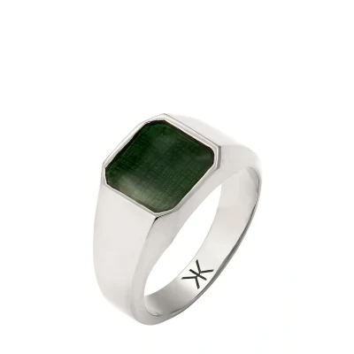 Afbeelding van KUZZOI Ring Zegelring Heren Vierkant Email 925 Sterling Zilver