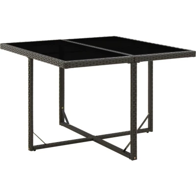 Afbeelding van Tuintafel 109x107x74 cm poly rattan en glas zwart