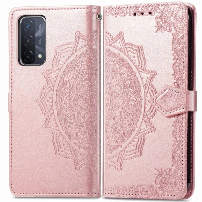 Afbeelding van iMoshion Hoesje Geschikt voor Oppo A74 (5G) / A54 Met Pasjeshouder Mandala Bookcase Rosé Goud