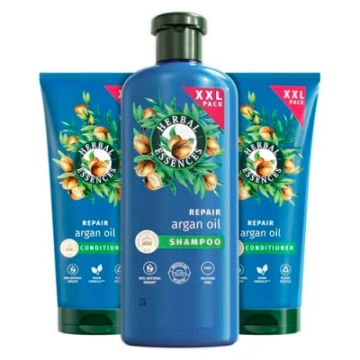 Afbeelding van Herbal Essences Repair Shampoo (1 x 680 ml) en conditioner (2 350 met arganolie voor beschadigd haar soepeler glanzend