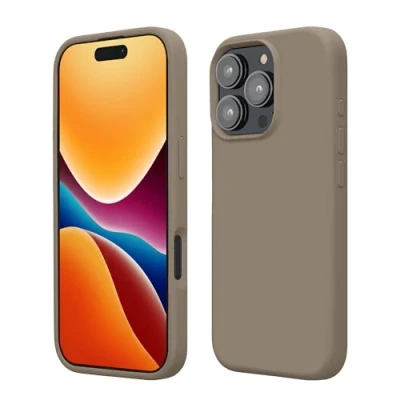 Afbeelding van kwmobile telefoonhoesje geschikt voor Apple iPhone 16 Pro Max Hoesje met siliconen coating Smartphone case in taupe