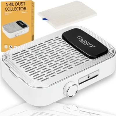 Afbeelding van GASHIO® Professionele nagelstofzuiger, 80 W, vermogensregeling, voor acrylnagels, gelnagels, krachtige stofzuiger manicure en pedicure, wit, HEPA filter