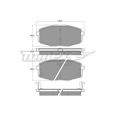 Afbeelding van TOMEX brakes TX 14 99 Remblokkenset Vooras Met akoestische slijtagewaarschuwing HYUNDAI: i30 II Hatchback, I Estate
