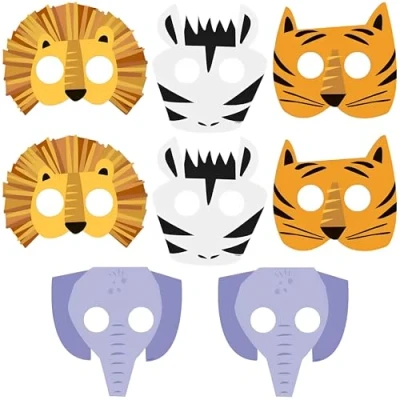 Afbeelding van Maskers Animal Safari 16x22cm 8 stuks