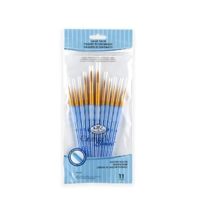 Afbeelding van Royal and Langnickel Crafter&#039;s Choice Taklon penseelset, rond, goudkleurig, 11 stuks