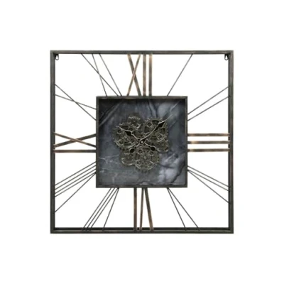 Afbeelding van Muurklok Home ESPRIT Zwart Gouden Metaal Kristal 80 x 8 cm