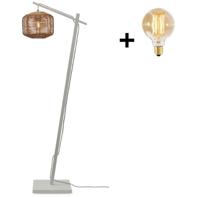 Afbeelding van GOOD&amp;MOJO Vloerlamp Tanami Bamboe/Rotan Zwart 55x30x150cm