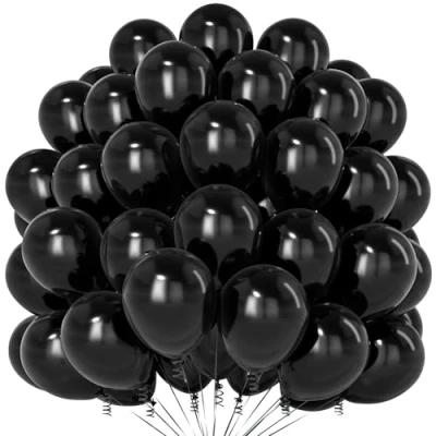 Afbeelding van Teselife 100 stuks matte zwarte latexballonnen van 30,5 cm voor mannen en jongens, verjaardag, bruiloft, verloving, afstudeerfeest, pensioen, feestdecoratie