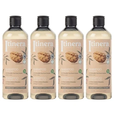 Afbeelding van ITINERA Shampoo voor gekleurd haar met chandler noten uit Veneto, 95% natuurlijke ingrediënten, 370 ml x4