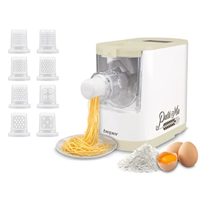 Afbeelding van BEPER P102SBA500 Automatische machine voor verse pasta, pastamachine, 200 W, 320 g meel, 8 vormen in verschillende maten, inclusief maatbeker en spatel