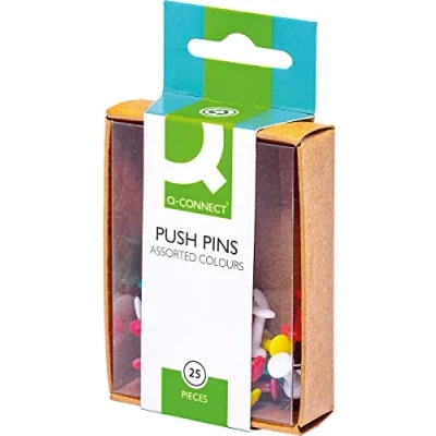 Afbeelding van Q CONNECT prikbordspelden, doosje van 25 stuks, geassorteerde kleuren 10 stuks