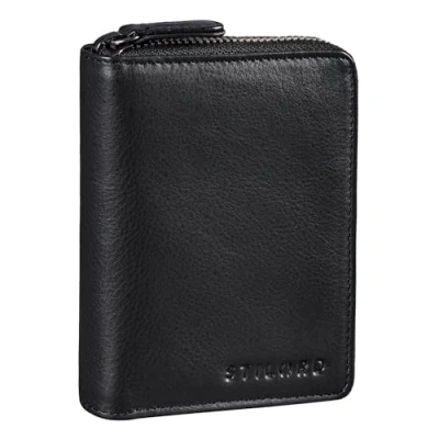 Afbeelding van STILORD &#039;Giannis&#039; Mini Portemonnee voor heren, RFID leer, kleine portemonnee, klassiek, creditcardhouder, echt zwart.,