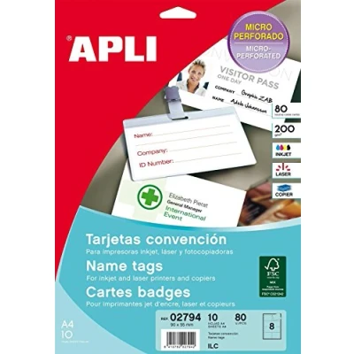 Afbeelding van APLI PAPER Wit A4 (210 x 297 mm) 200 g/m² 10 stuks 8) naamkaartjes
