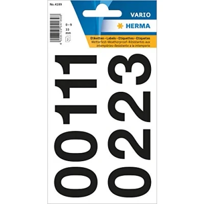 Afbeelding van Huismerk Herma 4189 Etiket met getallen 0 9 33mm Zwart
