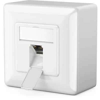 Afbeelding van deleyCON 1x CAT6a Universele Netwerkdoos RJ45 Poort Afgeschermd Opbouw of Inbouw 10 Gigabit Ethernet Netwerk EIA/TIA 568A&amp;B Wit