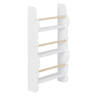 Afbeelding van Rootz Kinderboekenplank Wandgemonteerde boekenkast Kinderopbergmeubel Montessori Leerplank Literatuurorganisator Verhaaldisplay Wit 34,7x8,3x3,5inches