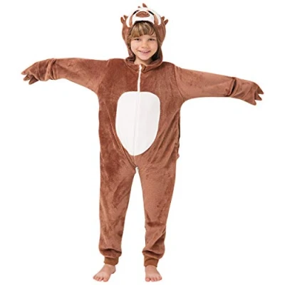 Afbeelding van corimori 1851 (verschillende modellen), rompertje voor jongens en meisjes, overall pyjama, Kigurumi dier, henry luiaard (bruin), maat 9 11 jaar (hoogte 130 150 cm)