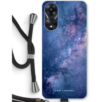 Afbeelding van Case Company® hoesje met Koord geschikt voor Oppo A58x Nebula Telefoonhoesje Zwart Bescherming aan alle Kanten en Over de Schermrand