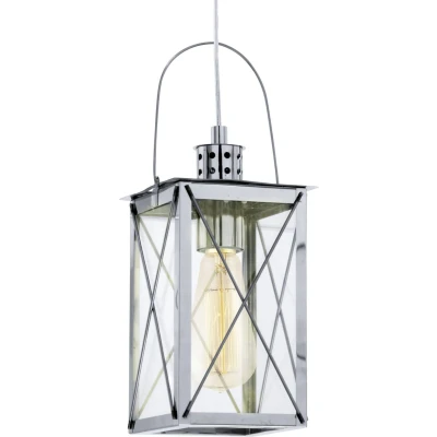 Afbeelding van EGLO Vintage Donmington Hanglamp 1 Lichts Chroom Helder Glas