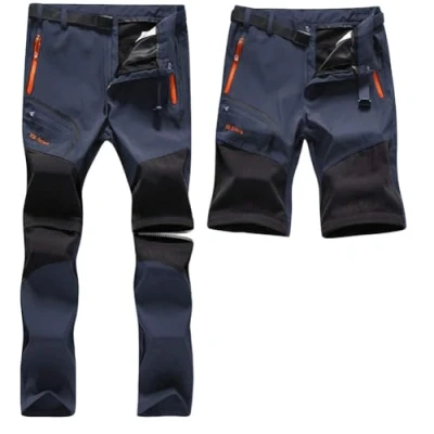 Afbeelding van SANMIO Trekkingbroek voor heren, functionele broek, softshellbroek, waterdicht, outdoorbroek, trekkingbroek, ademend, winddicht, Blauw (Convertible Short)