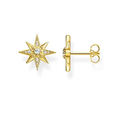 Afbeelding van Thomas Sabo Oorbellen voor dames 925 sterling zilver H2081 051 14, één maat, 750 geelgoud verguld, zilver, zirkonia, geelgoud, Zirkonia