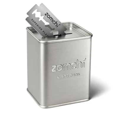 Afbeelding van ZOMCHI Scheermesjesbank voor het opbergen van scheermesjes, dubbele rand veiligheidsscheermesjes verwijderingsdoos (zilver)