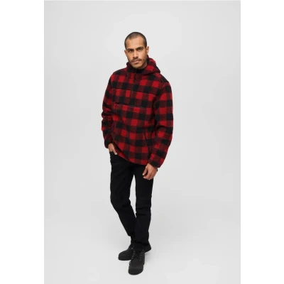 Afbeelding van Brandit Teddyfleece Worker Pullover Jas XL Rood/Zwart