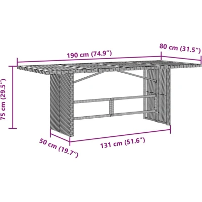 Afbeelding van Tuintafel met acaciahouten blad 190x80x75 cm poly rattan grijs