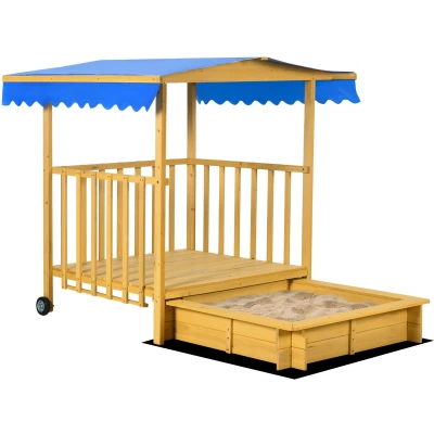 Afbeelding van Outsunny Sandkasten Tanne 133L x 129B 137,5H cm Naturholz