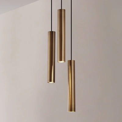Afbeelding van Lindby hanglamp 3lichts staal, aluminium H: 40 cm GU10 zwart zand, mat messing