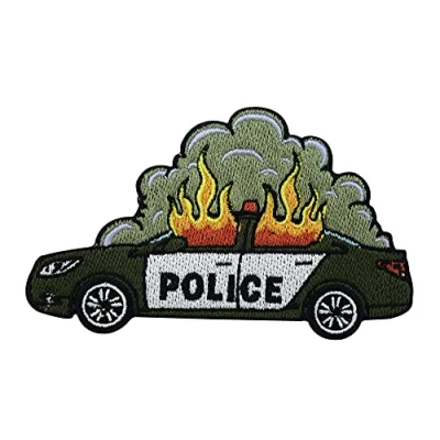 Afbeelding van opstrijkbare politieauto patch ACAB politie Finally Home