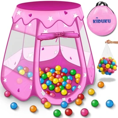 Afbeelding van Kinderspeeltent met 100 ballen voor binnen en buiten inclusief draagtas Roze