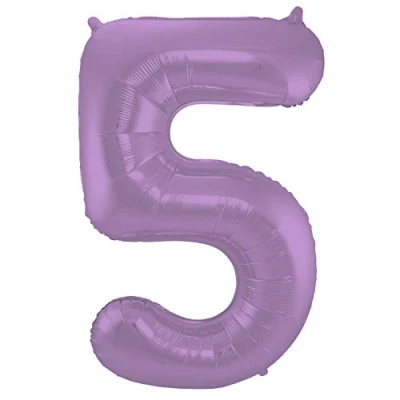 Image de FILLE BALLON NUMÉRALE 5 MATT PURPLE METALLIQUE 86cm