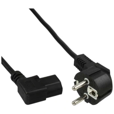 Image de InLine Câble d&#039;alimentation power CEE 7/7 (P) incliné pour IEC 60320 C13 angle gauche 5 m noir