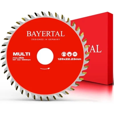 Afbeelding van Bayertal® Cirkelzaagblad 125 mm, multi materiaal voor hout, aluminium en kunststof, 60 tanden, diameter x 22,23 precisiesnede haakse slijpers cirkelzaag