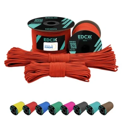 Afbeelding van EdcX Paracord 275 2 mm (15, 30, 50 en 100 m) 100% nylon 3 strengen verkrijgbaar in vele kleuren oranje Sofit 15 m