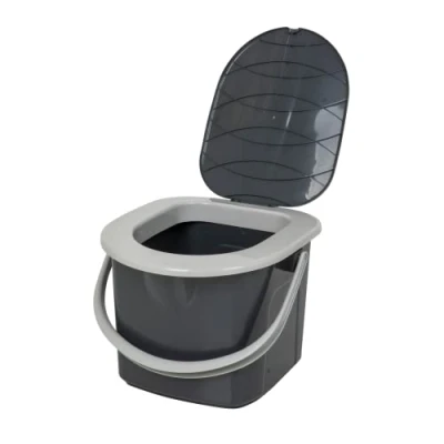Afbeelding van BranQ Home essential Campingtoilet van 100% gerecycled kunststof milieuvriendelijk polypropyleen, 15,5 liter, draagkracht: 120 kg, antraciet, maat S