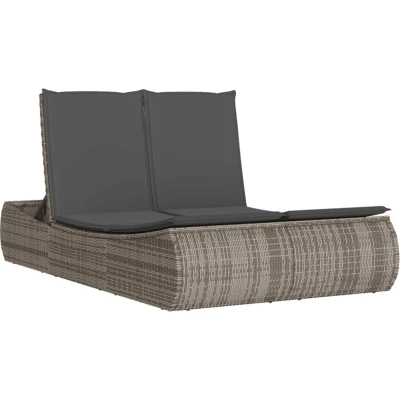 Afbeelding van Ligbed 2 persoons met kussens poly rattan grijs
