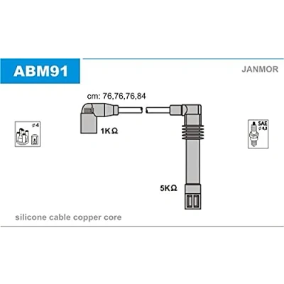 Afbeelding van JANMOR ABM91 Bougiekabelset SKODA: Octavia I Hatchback