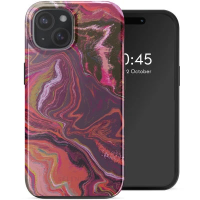 Afbeelding van Selencia Hoesje Geschikt voor iPhone 15 Vivid Backcover MagSafe Marble Purple
